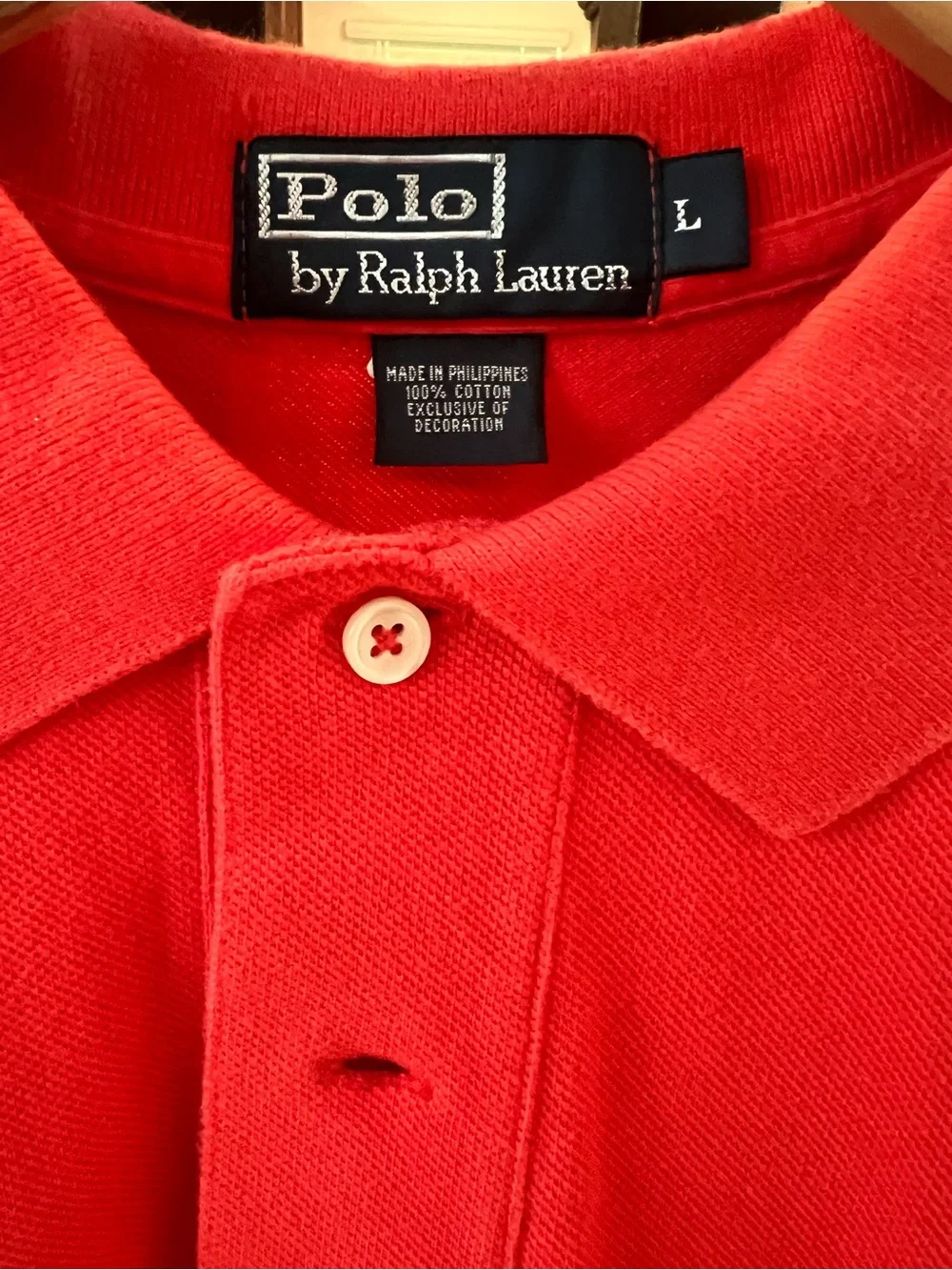 Polo Ralph Lauren Classic Fit Pique Polo Red Short Sleeve Size Large L Men's